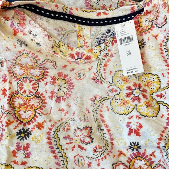 Anthropologie Pilcro Swing Tee Faded Red Boho Print NEW Women’s Size XS ANTHRO - Picture 7 of 8
